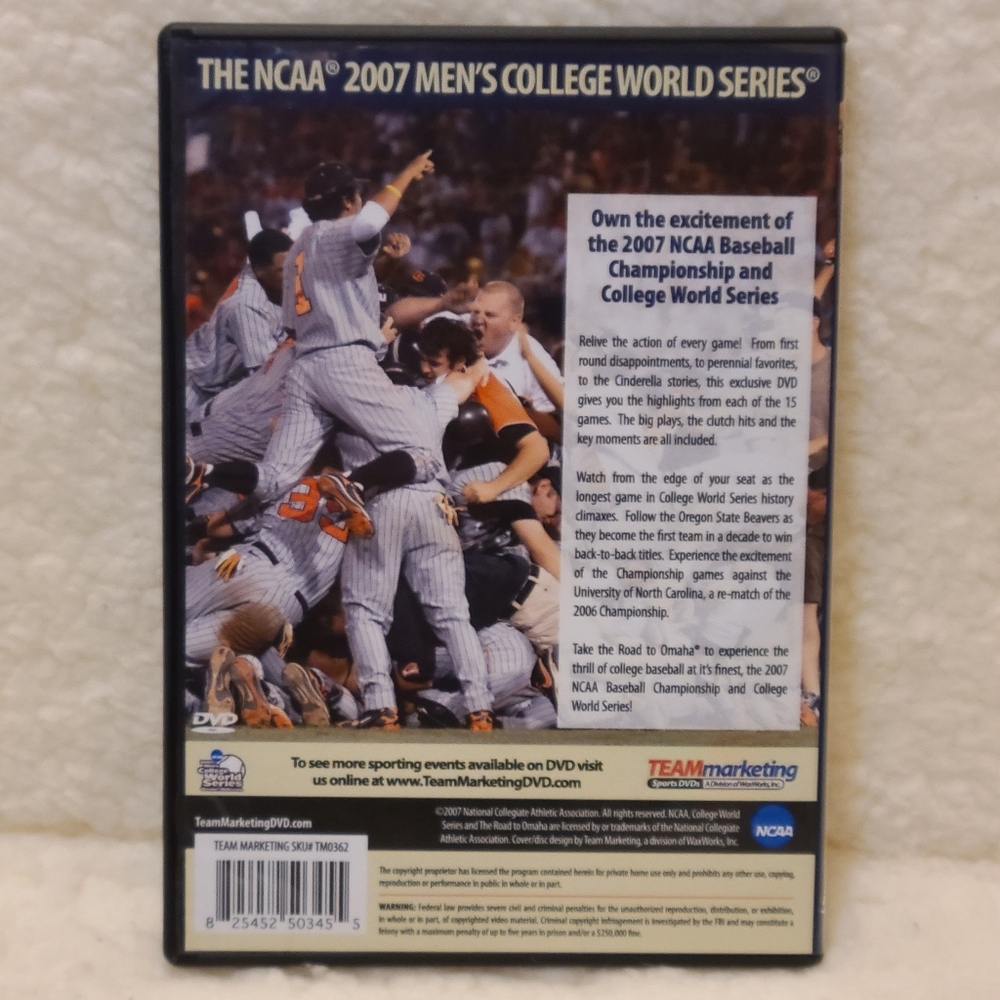 2007 Men's CWS College World Series Baseball DVD Oregon State & North Carolina - Picture 2 of 5